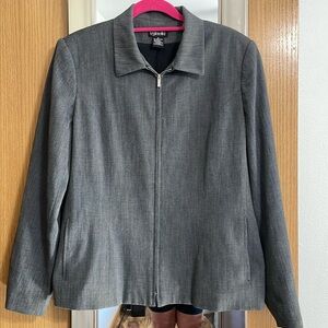 Rafaella size 16 black and white houndstooth zip up lined blazer 2 pockets